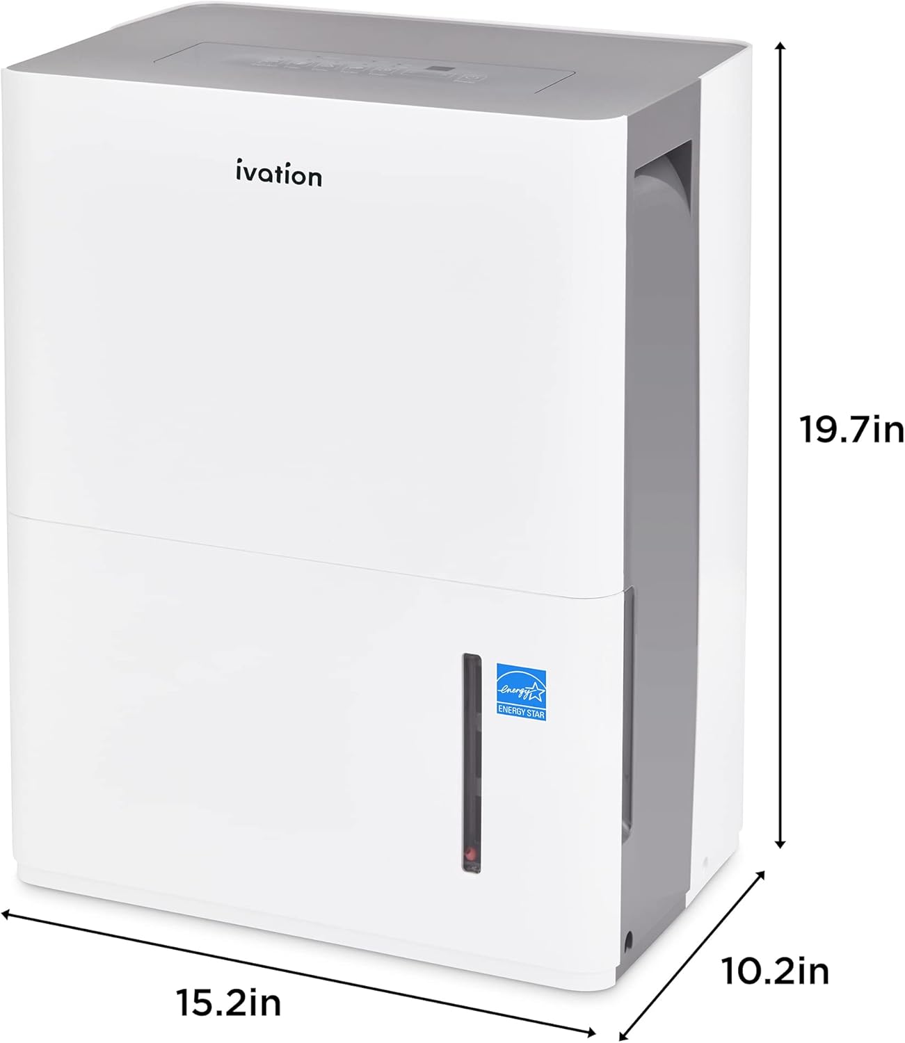 Ivation 1,500 Sq. Ft Energy Star Dehumidifier, Large Capacity Compressor De-humidifier for Extra Big Rooms and Basements w/Continuous Drain Hose Connector, Humidity Control, Auto Shutoff and Restart