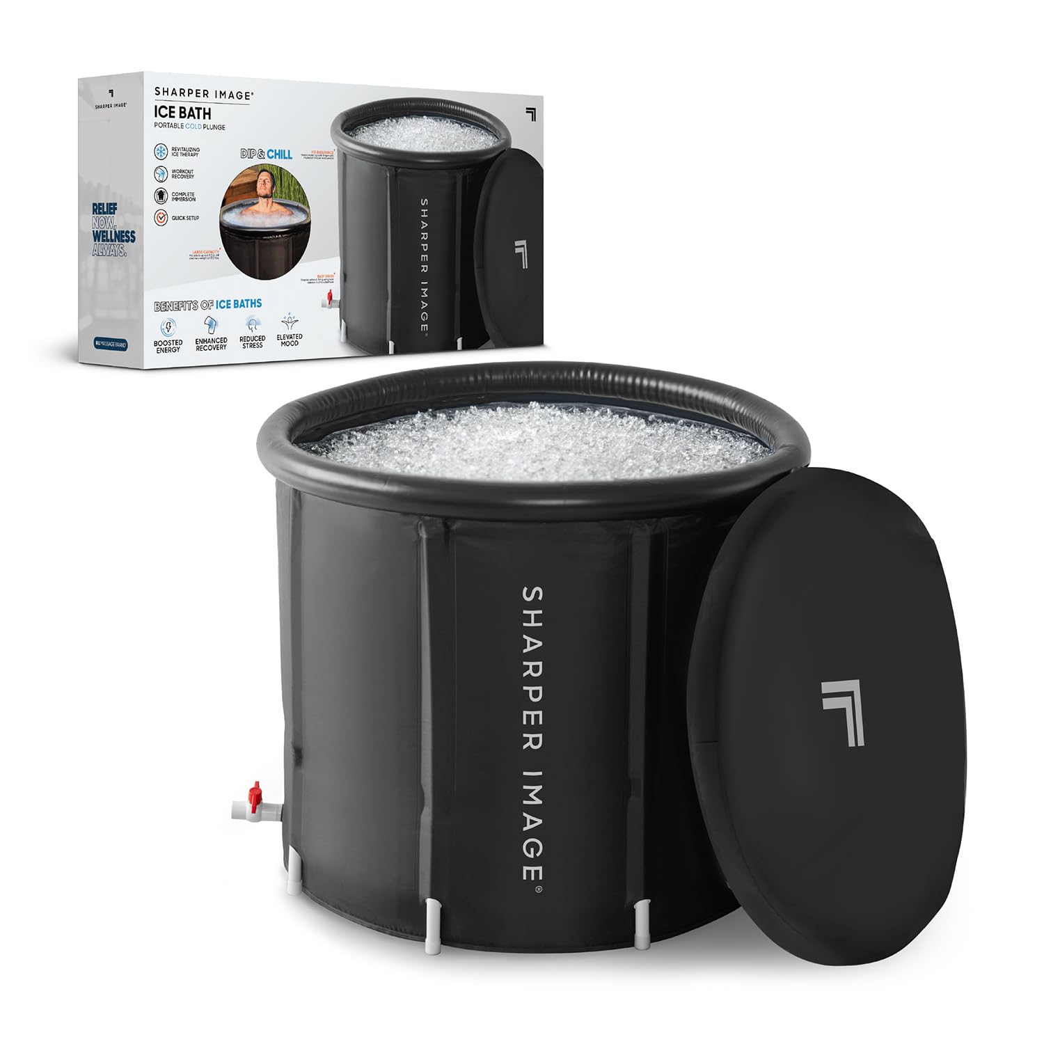 SHARPER IMAGE - Mobiles Eisbad - Wellness - Eisbadewanne - Kältetherapie - Kältepool - Muskelentspannung - Energieboost - Regeneration - Stressabbau - Entspannung