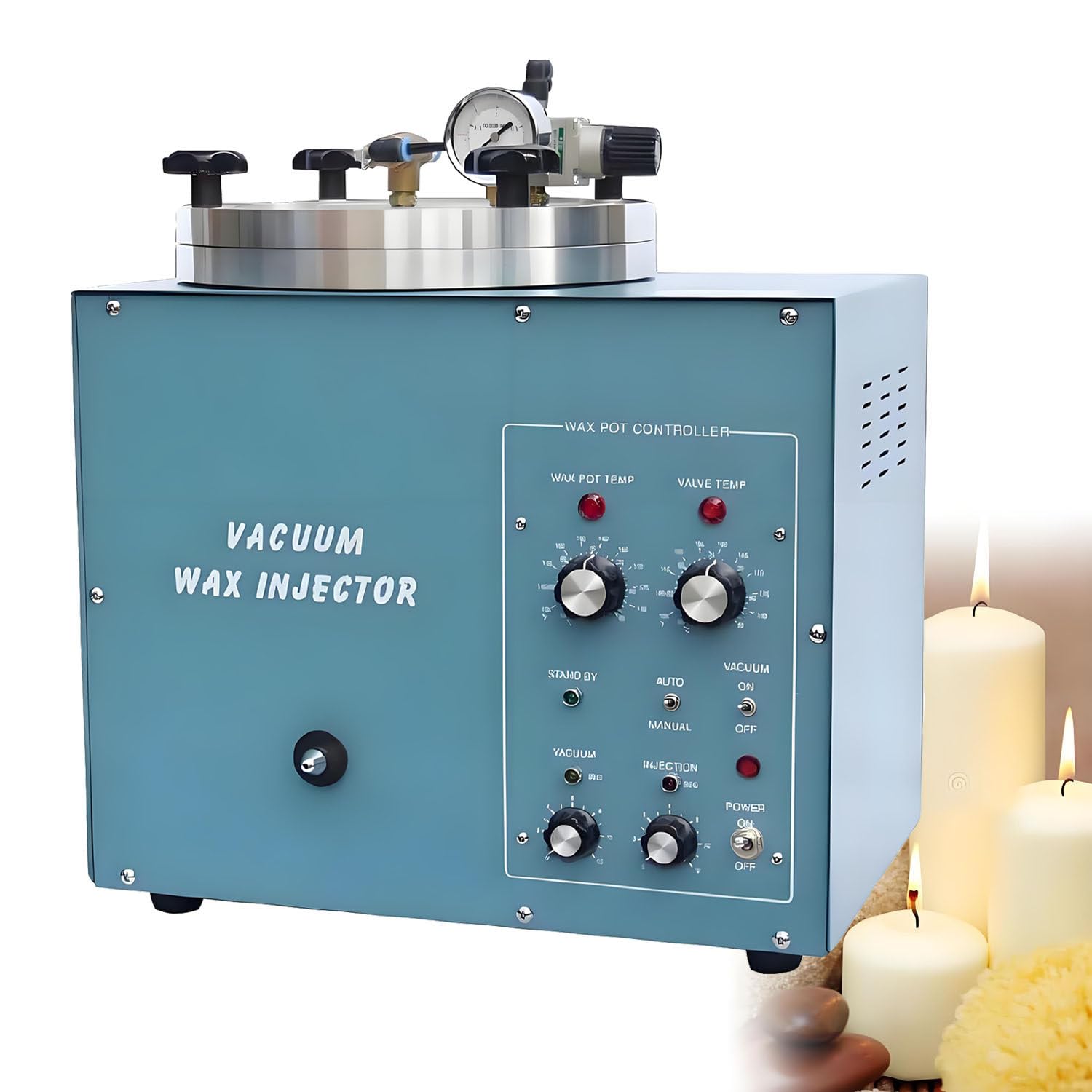 AiODiO 510W Jewelry Vacuum Casting Machine， Vacuum Wax Injector, 6.6lbs Large Capacity, Adjustable Pressure, Adjustable 55-85℃ Temperature，for Silver Gold Beading