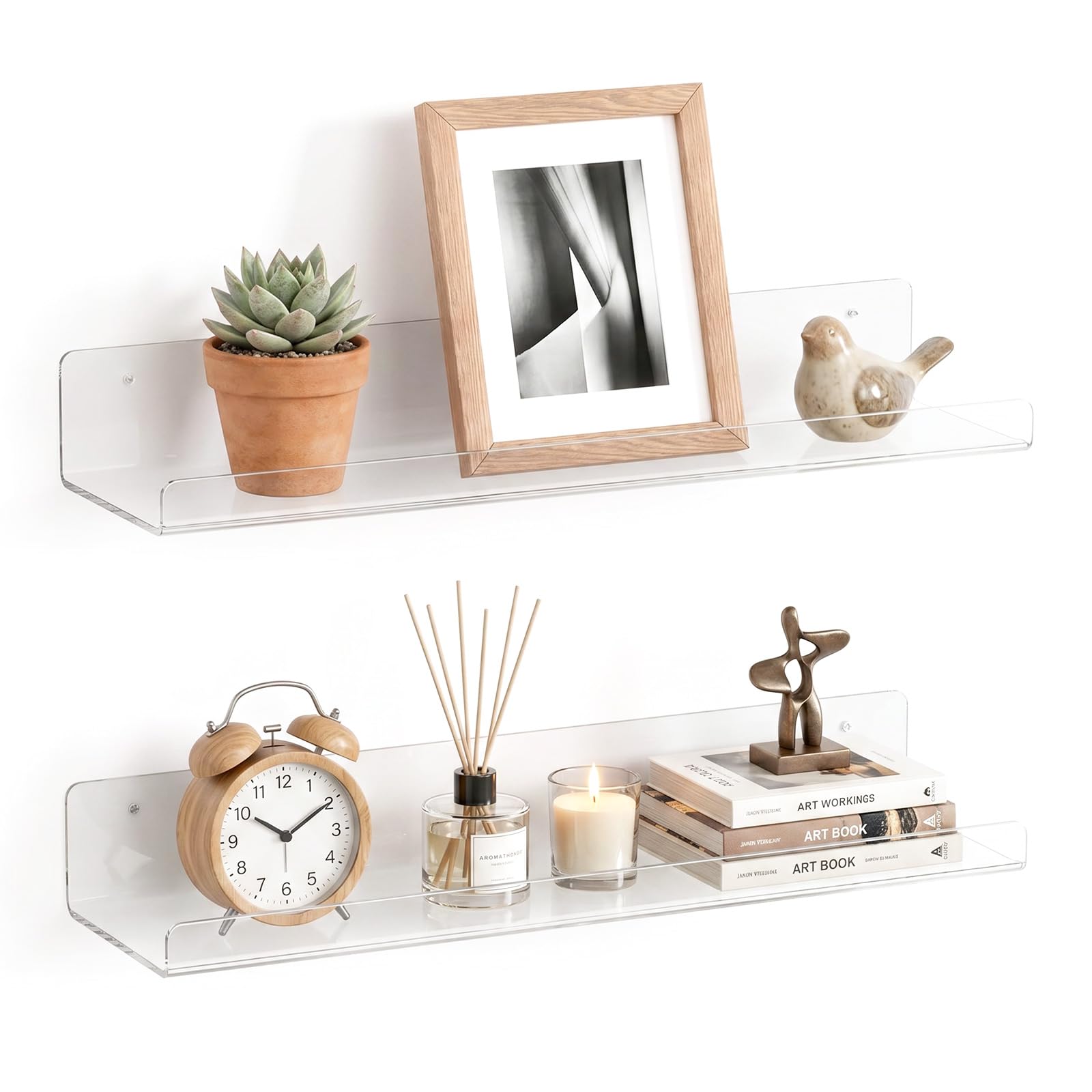 Clear Acrylic Floating Shelf - 2Pack 30cm Acrylic Floating Shelves for Wall