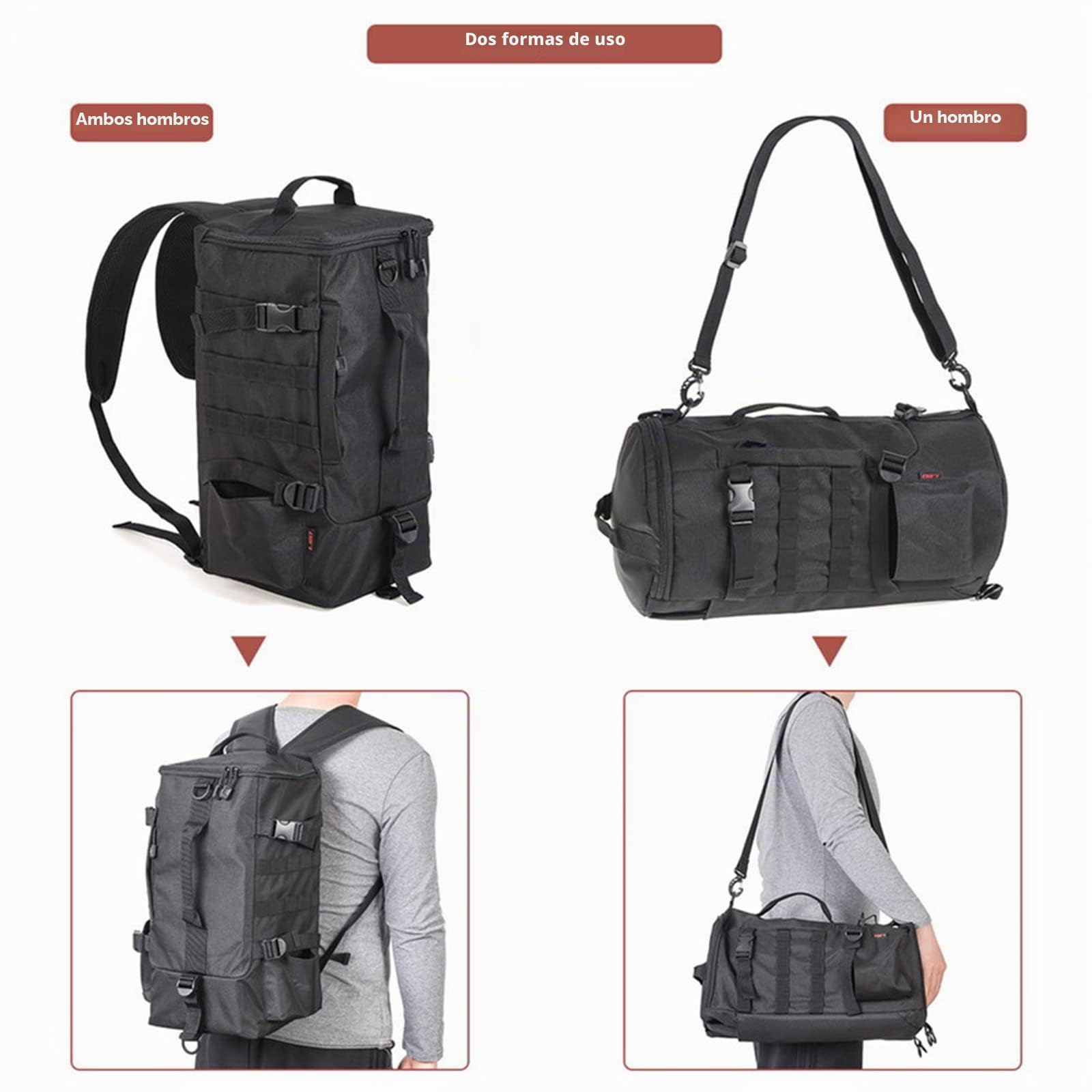 Mochila de Pesca, 2 Soportes para caña de Pescar, Mochila sin 4 Cajas de Aparejos, Bolsa de Equipo de Pesca Grande de 17.4 L para Pesca de Trucha, al Aire Libre, Camping, Senderismo, Negro