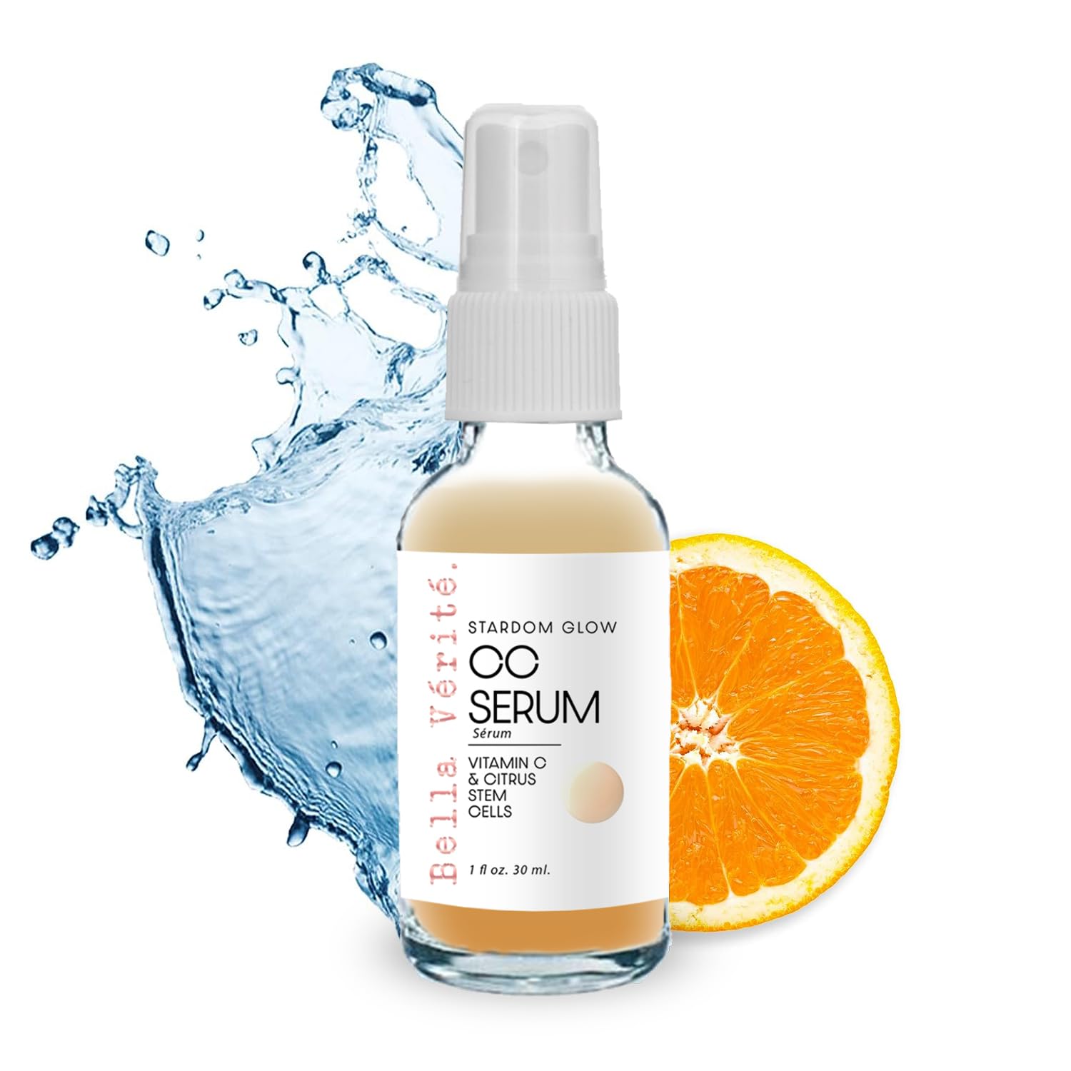 Bella Verite - Vegan, Stardom Glow CC Serum w/Vitamin C, Citrus Stem Cells, Caribbean Orange Oil and Chamomile Flower to Smooth Fine Lines & Wrinkles, Even Skin Tone, Hydrate 1 Fl Oz