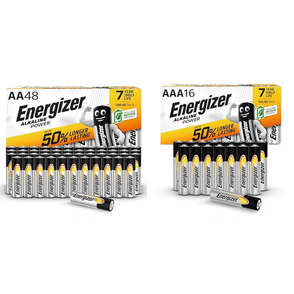 Alkaline Power AA, 48 Pack & Alkaline Power AAA, 16 Pack