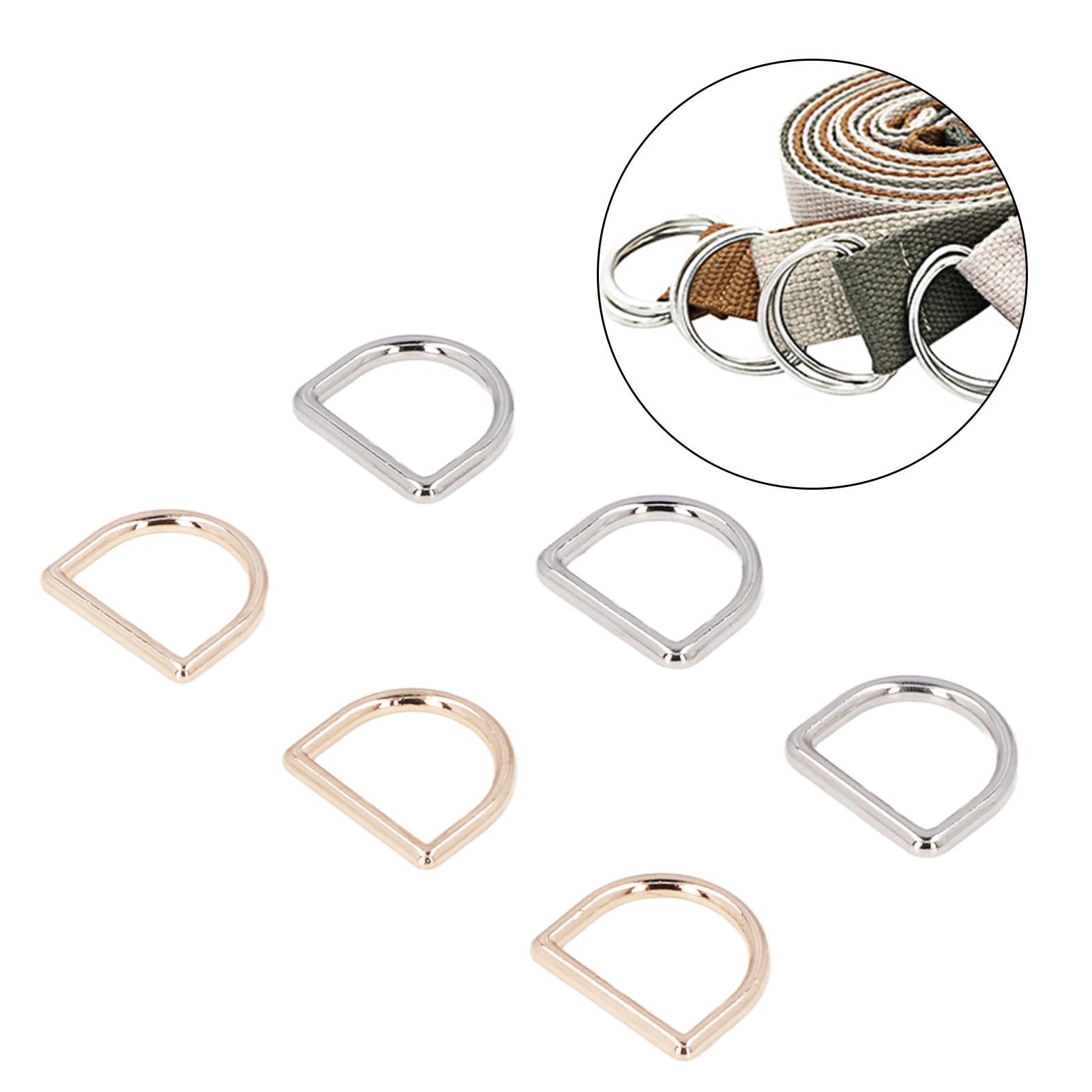 Metall-D-Ringe, stark belastbar, nahtlose Schnittstelle, Zinklegierung, Gold, Silber, D-Schnallen-Clips für DIY-Gürtel, Geldbörsen, Handtaschen, Rucksäcke, 120 Stück