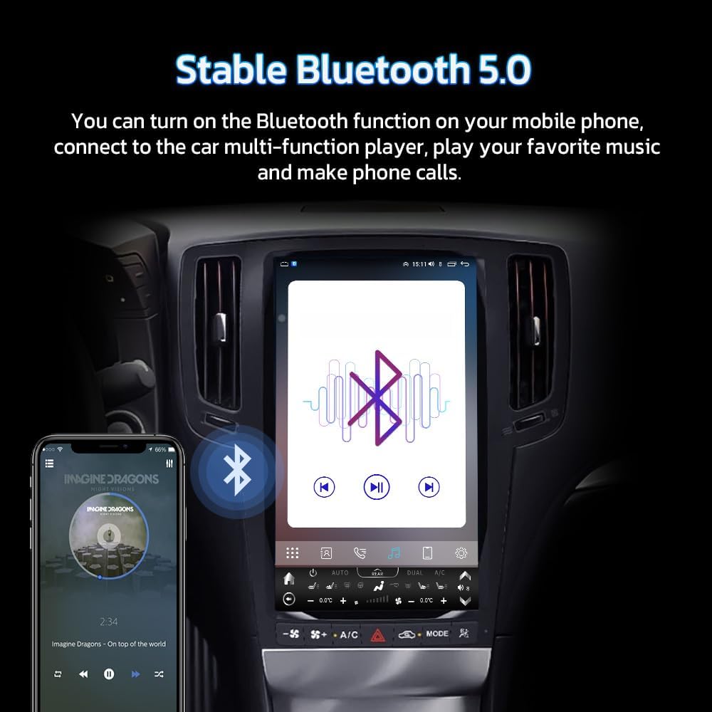 aoonav 13.6 Inch Android 12 Car Stereo Radio for Infiniti G25 G37 G35 Q40 Q60 2007-2015 Multimedia Player GPS Navigation Carplay Android Auto WiFi 1080P Stereo Replacement Head Unit (Black 128GB)