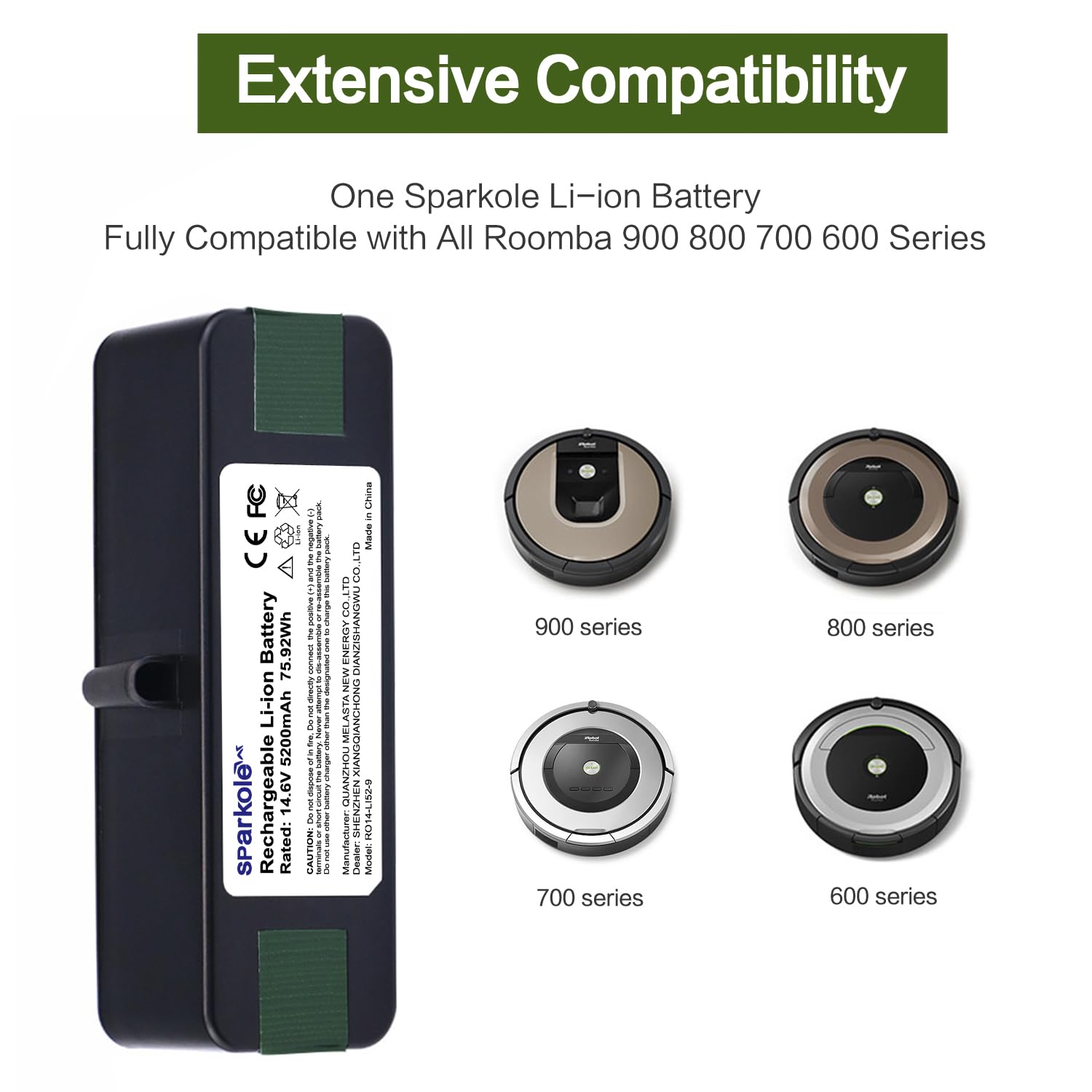 Amazon.com: 5200mAh Lithium Ion Battery for iRobot Roomba 600 700