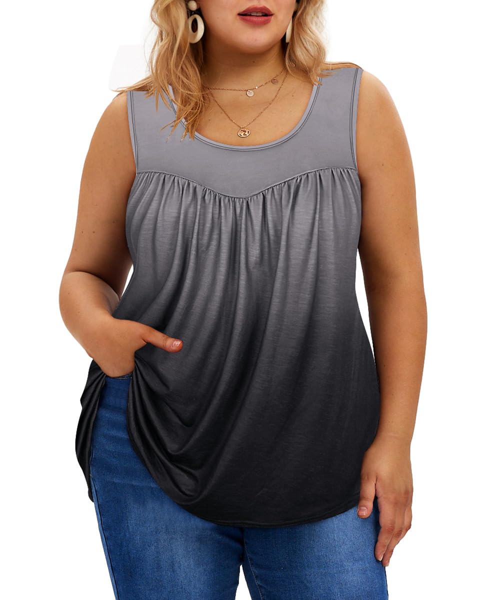 TIYOMI Plus Size Floral Tank Tops for Women Sleeveless Shirts Summer Tunic Tank Tops Flowy Camisoles XL-5XL