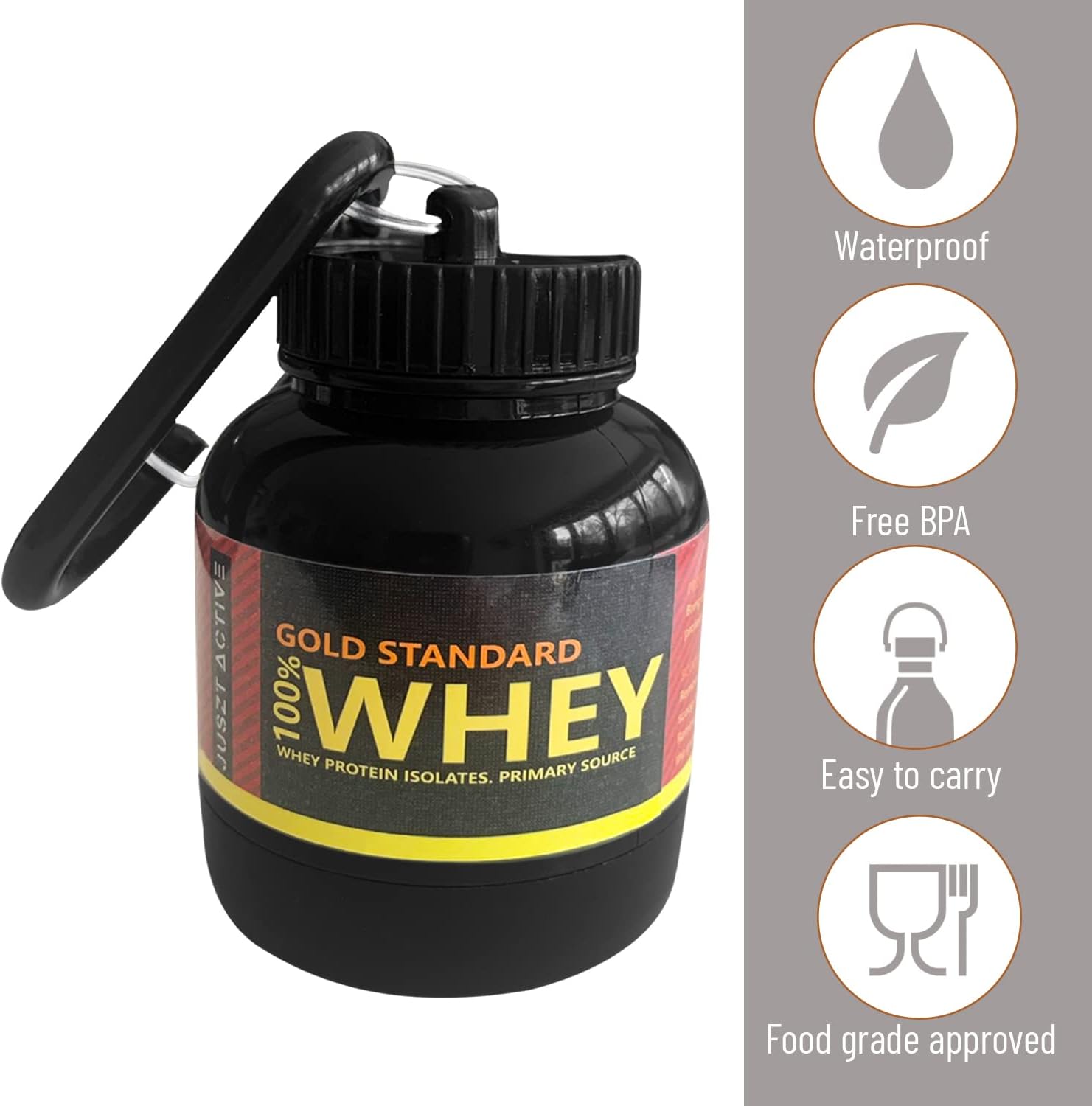 Juszt Active, Protein Powder Storage Keychain, Portable Supplement