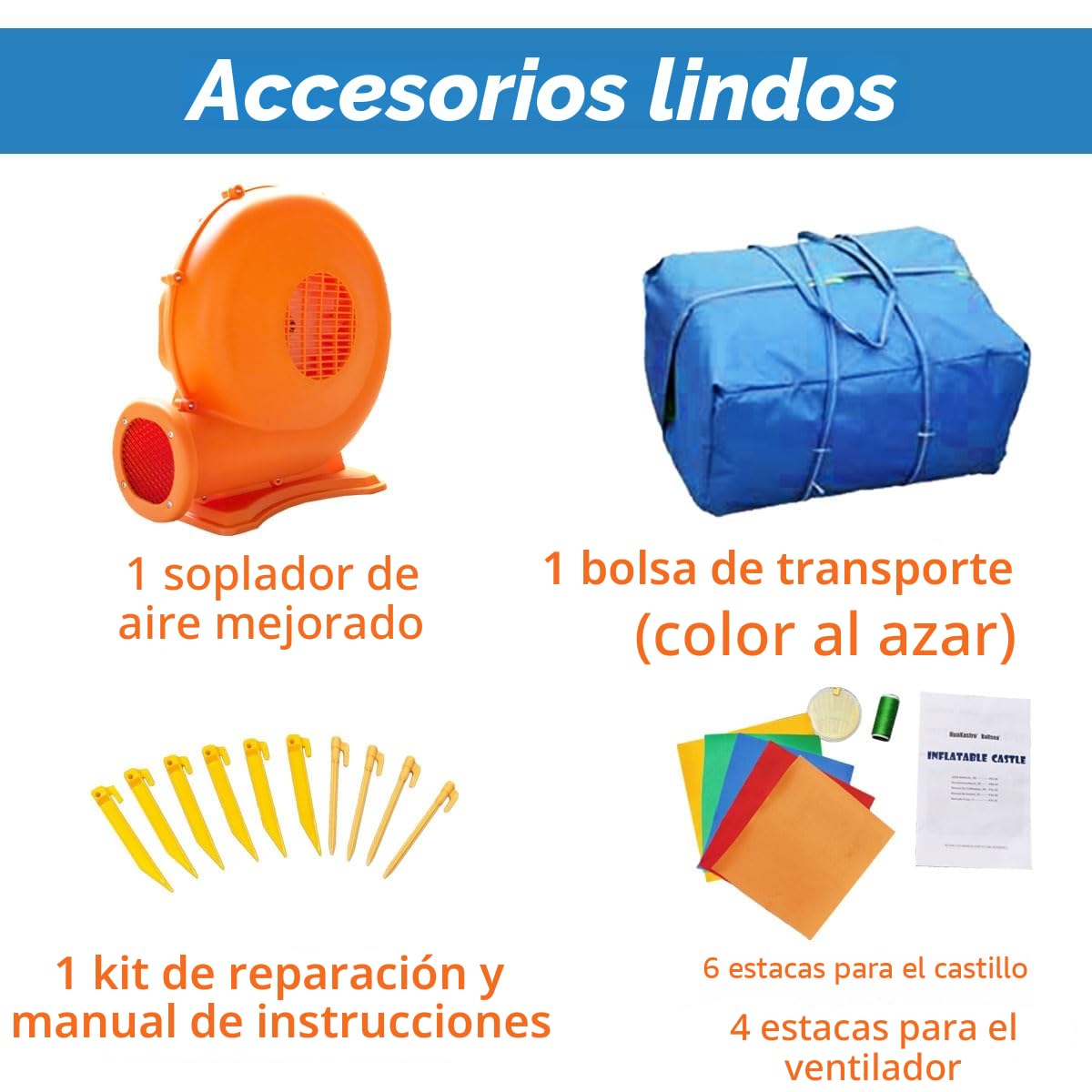 Ballsea Castillo Hinchable, Casa de Saltos para Niños Cama Elástica con Tobogán Doble, Centro de Juegos con Soplador de Aire para Niños Interior y Exterior, 4,88 x 2,4 x 1,9 m