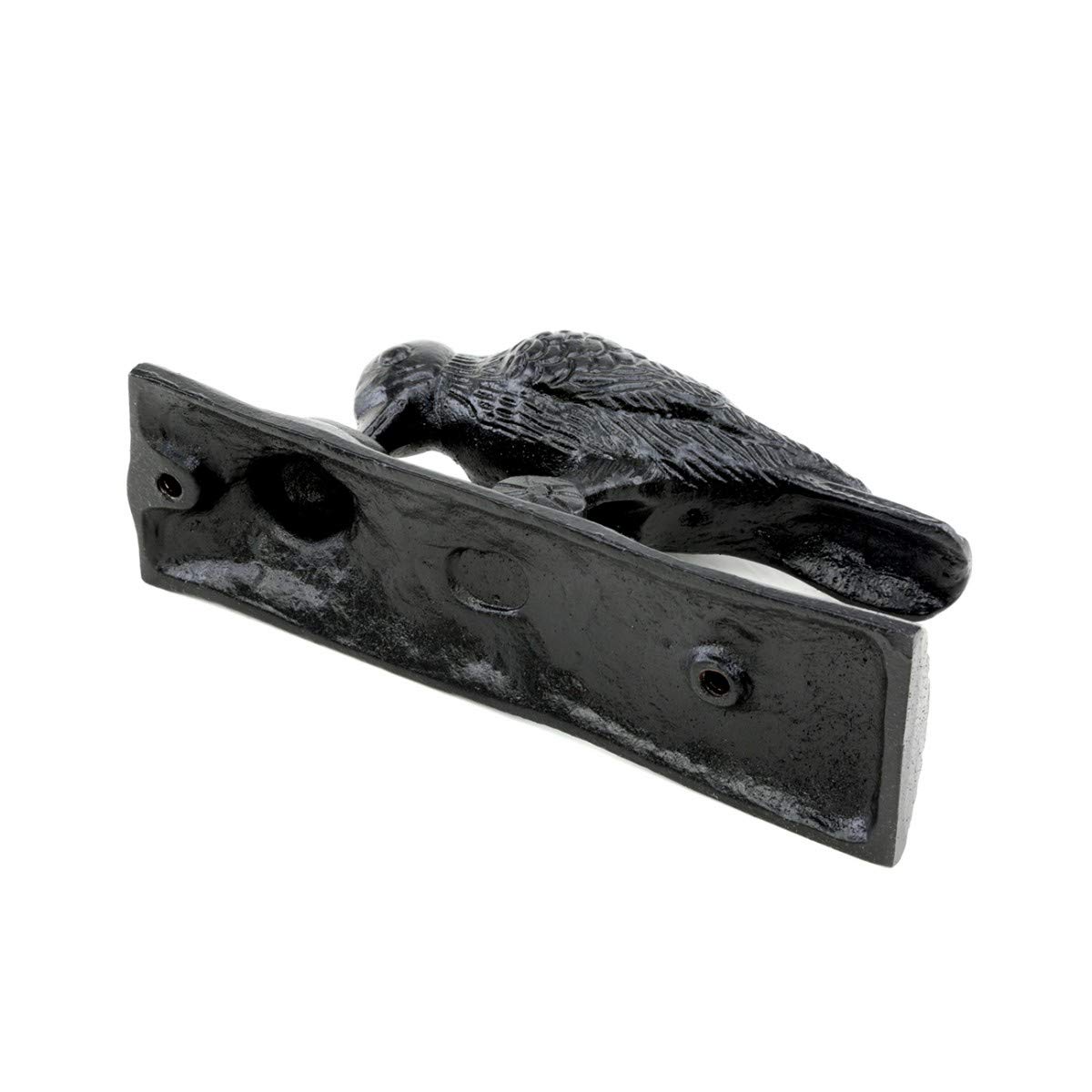 Negro hierro fundido aldaba para puerta, diseño de pájaro carpintero, inoxidable, 6,5 en alta
