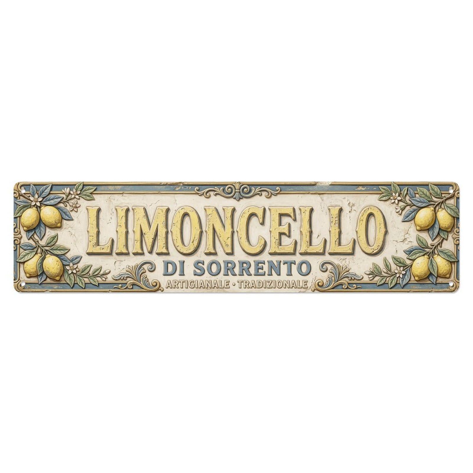 Vintage Limoncello Stamped Tin Bar Metal Tin Sign Plaque Wall Decor for Cafe, Club, Garden Metal Poster 4x16Inch