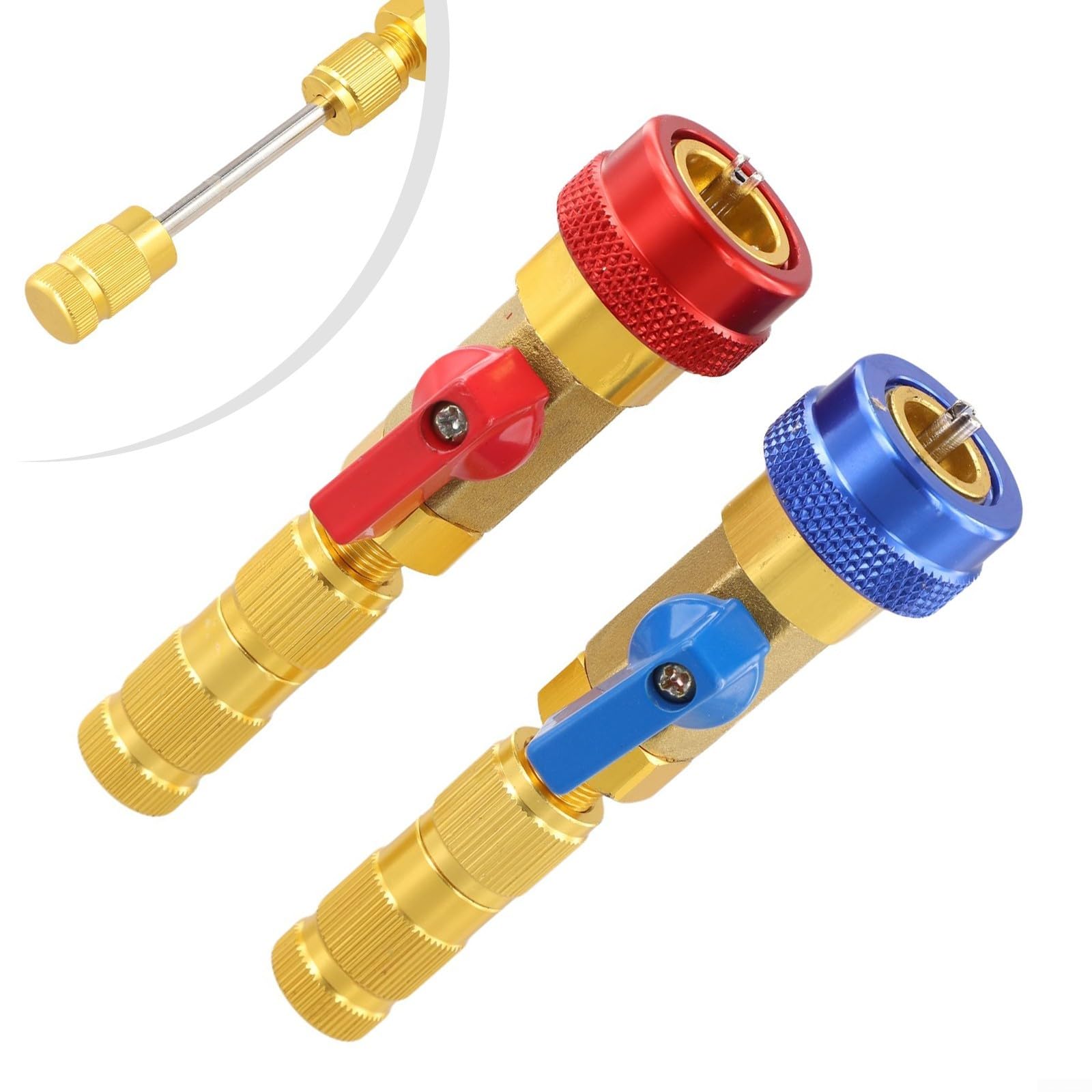 2 x Kit di rimozione nucleo valvola R134A R12 regolabile, accoppiatore rapido ad alta pressione bassa per riparazione AC domestico auto strumento di riparazione in metallo