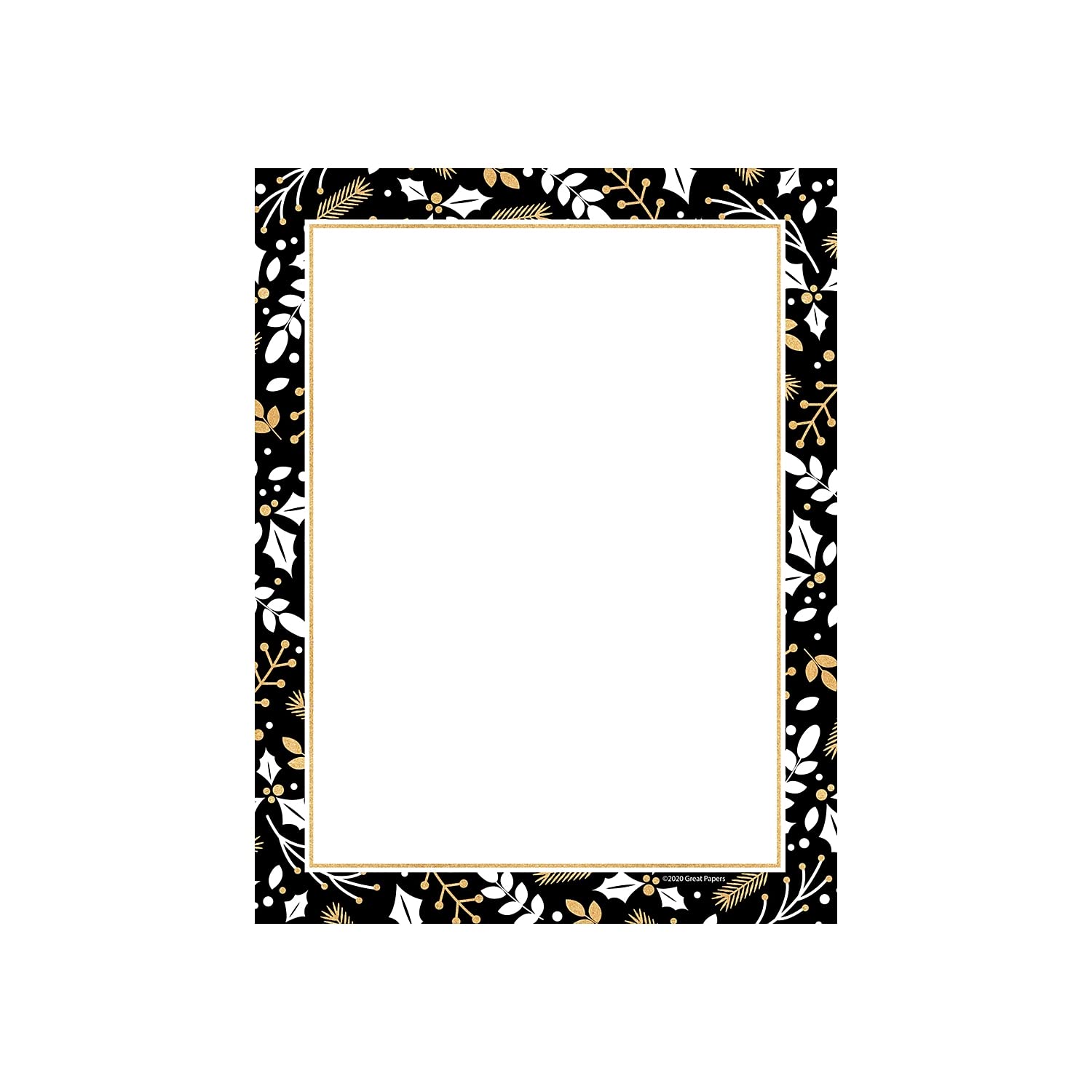 Great Papers! Merry Gold And Black Holiday Letterhead, 8.5" x 11", 80 count (2020102)