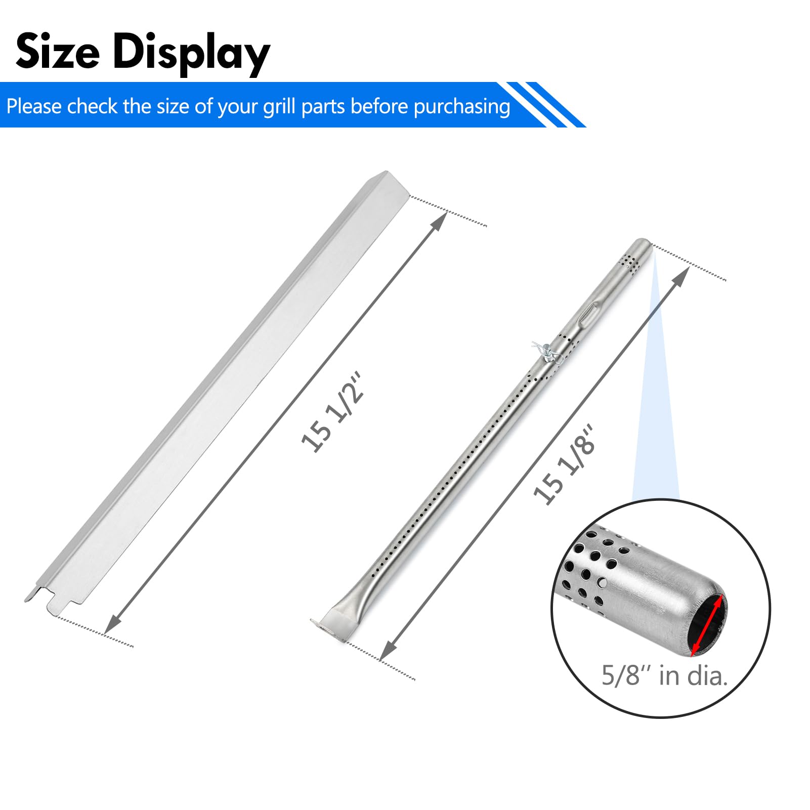 Grillflame 463630021 G325-0002-W1 Heat Tent Grill Burner Replacement Parts for Charbroil 2 Burner 463660021 Stainless Steel Heat Plate Char-Broil Performance Burners G327-2100-W1 Gas Grill Parts