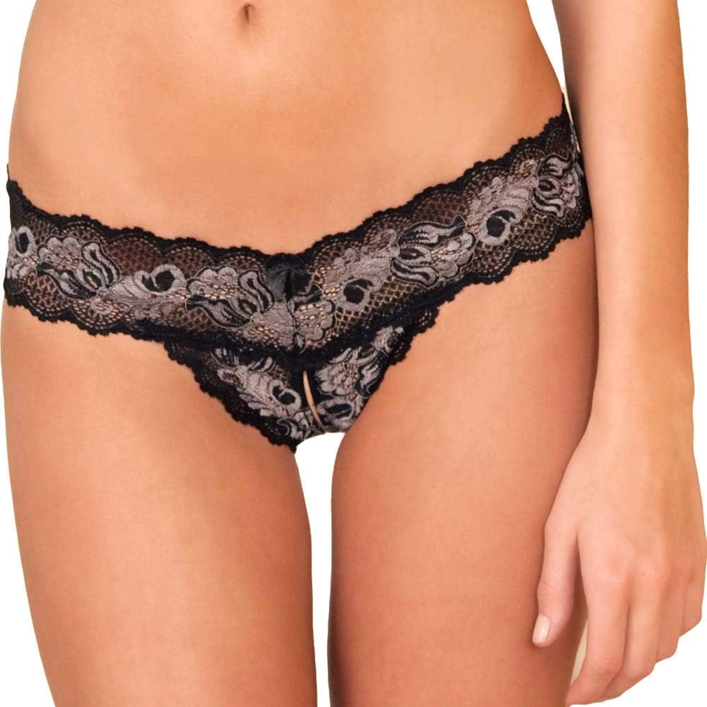 Rene Rofe Women's Crotchless Lace Thong Panty