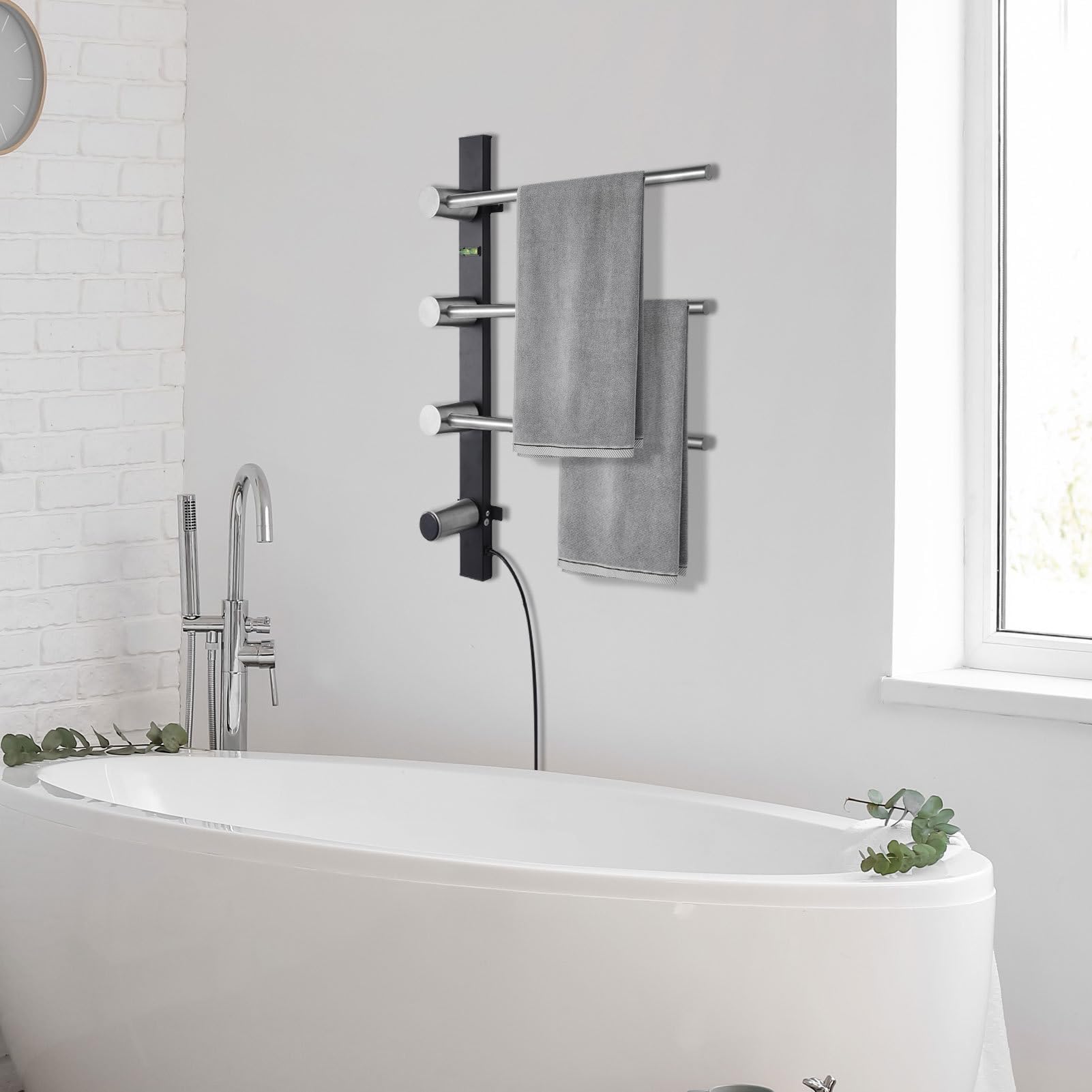 Wall Towel Warmer | 3 Bar Heated Towel Rack Wall Mounted | Adjustable Temperature Towel Heater with Timer, LED Display Screen for Bathroom, Home