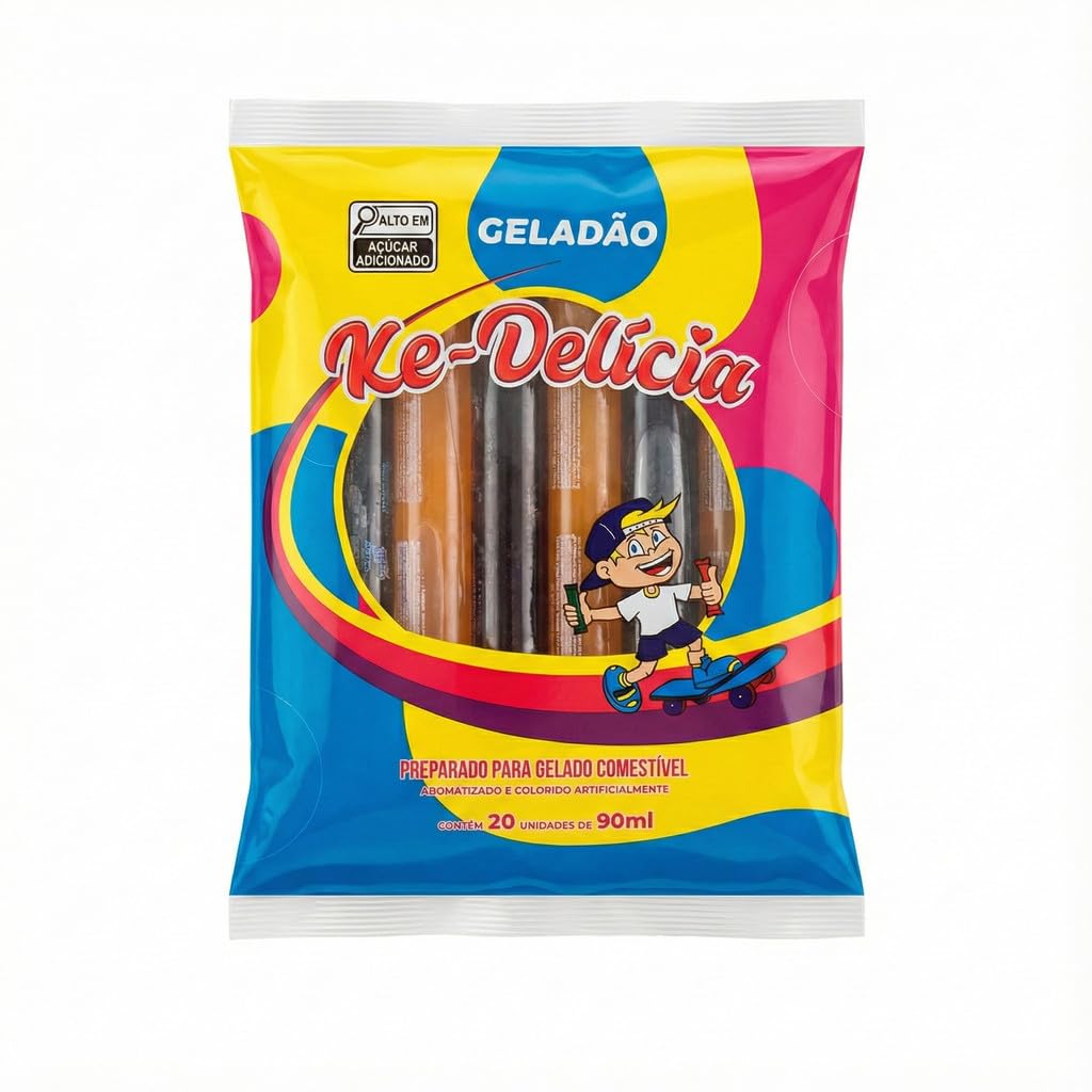 Geladão Gelinho Sacolé 100 Unidades 90ml Sabores Variados Refrescante Festa Lanche Gelado Infantil - 80 Unidades