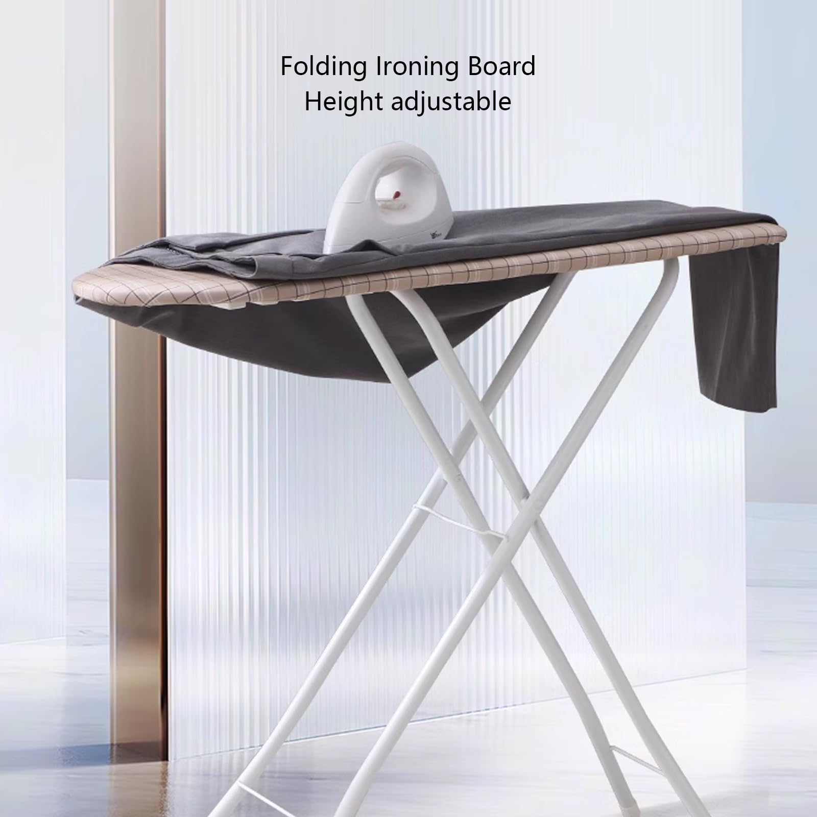 Tabla de Planchar Plegable Tabla de Planchar a Vapors Grande Soporte de Planchado Ajustable Estructura Robusta de Cuatro Patas Fácil de Mover Adecuada Para uso en el Lavadero Del Hogar o en el Dormito