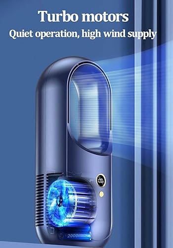 Miniatura 3 de Ventilador de mesa USB, ventiladores de torre para el hogar con 6 velocidades, ventilador vertical sin aspas, con batería de 4000 mAh, ventilador