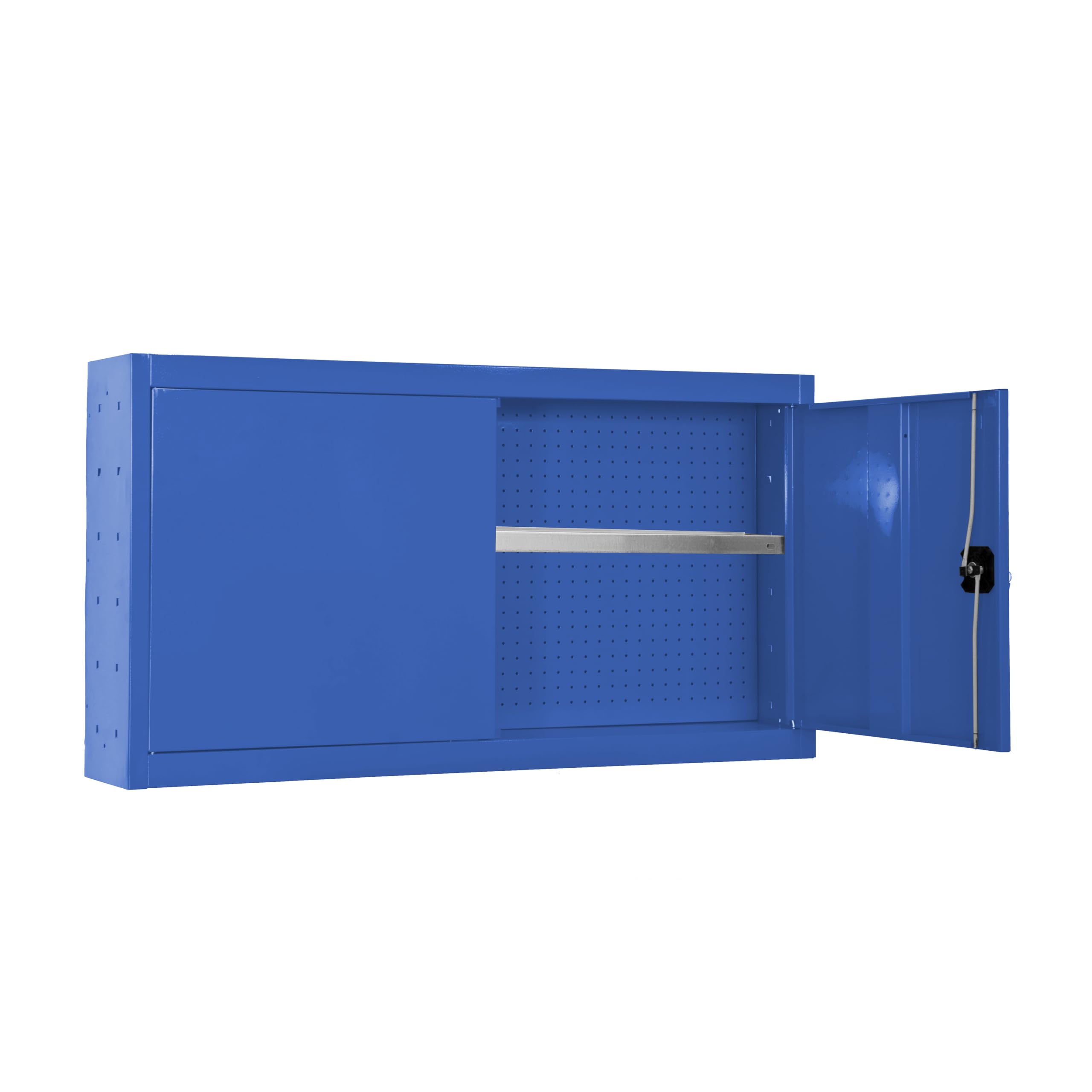PROREGAL Armadio portautensili sospeso AMEGO | 1x ripiano | AxLxP 55x120x27,5cm | metallo | Chiusura con serratura | Blu | Armadio da officina