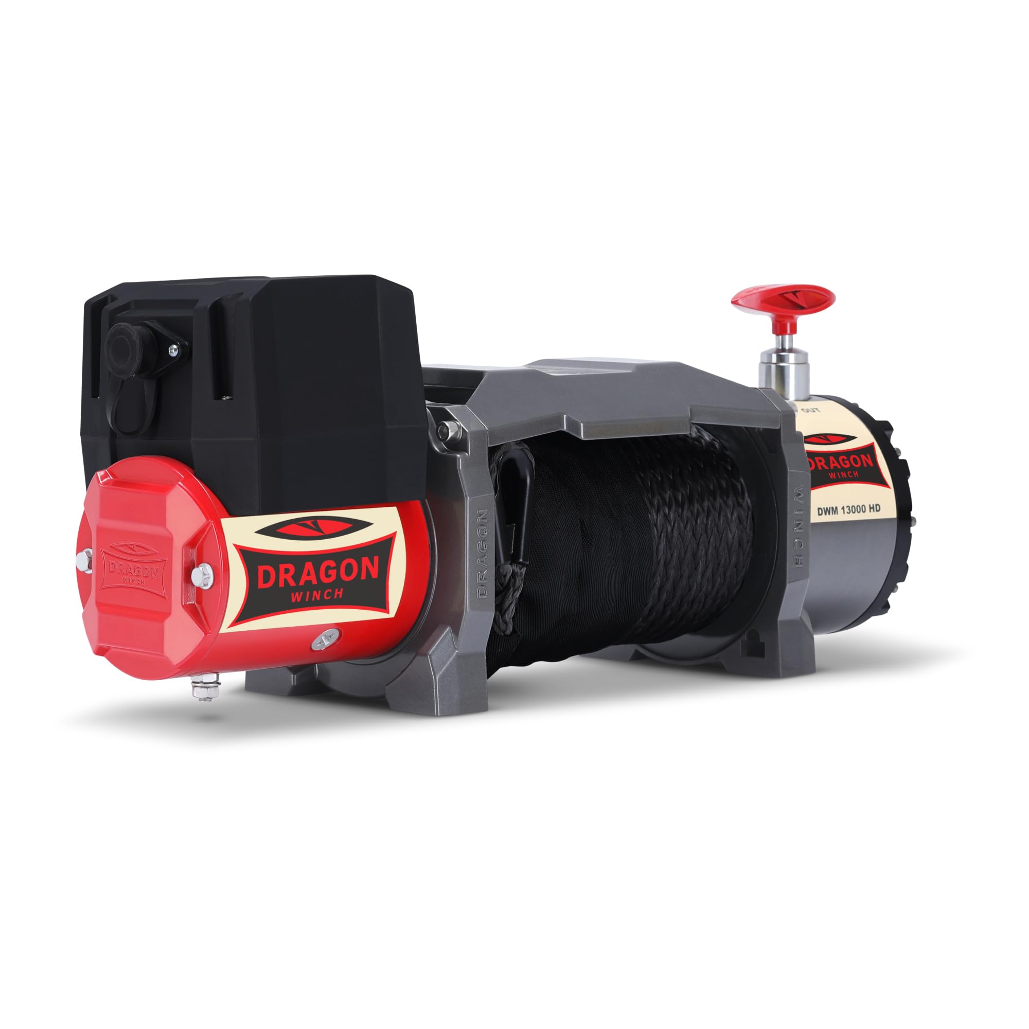 Dragon Winch Treuil électrique 12V Maverick 13000 lbs / 5897 kg, avec câble synthétique 20m pour dépanneuses et véhicules municipaux | Télécommande sans fil + accessoires treuil | Étanchéité IP67