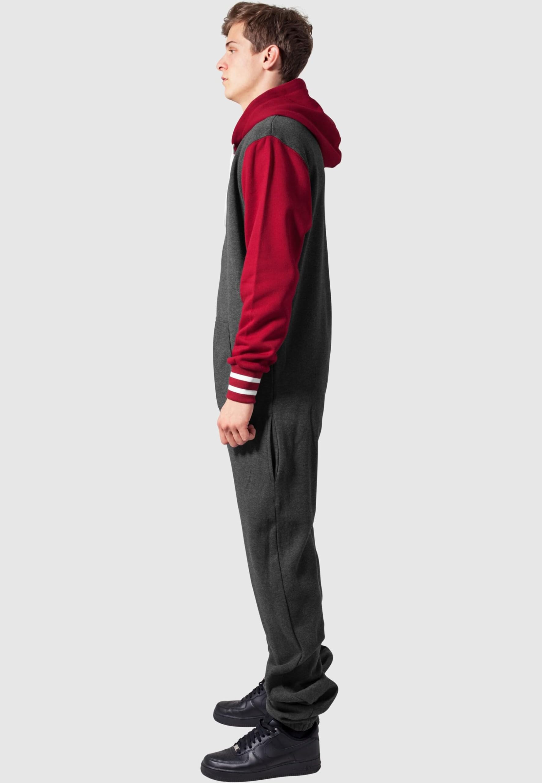 Urban Classics Męskie śpioszki College Sweat Jumpsuit, wielokolorowy (Cha/Ruby 465), XL-XXL