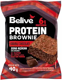 Brownie Proteico Double Chocolate Sem Açúcar Sem Glúten Sem Leite Belive 40g