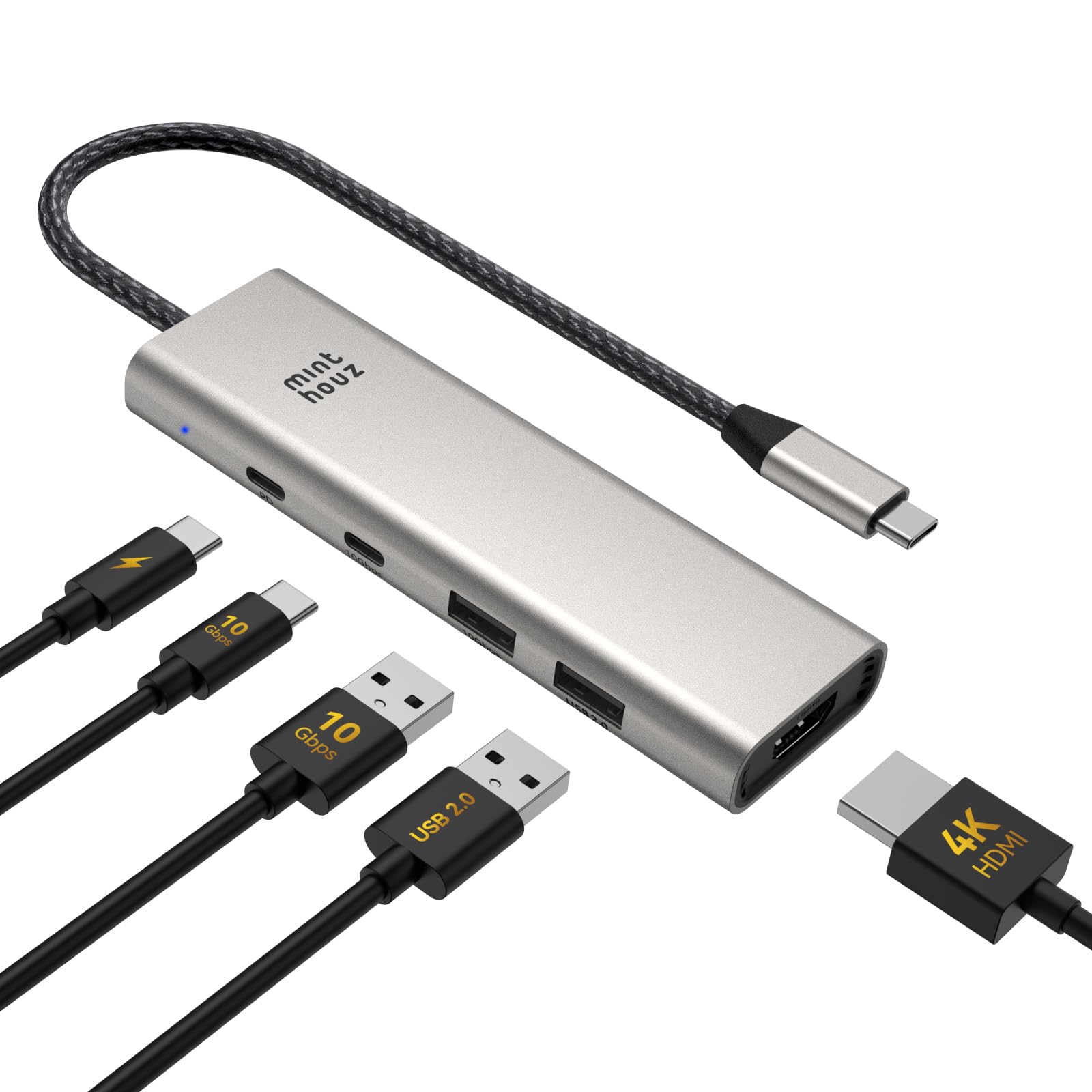 【プライムデー】【55%OFF】【2,339円】 Minthouz 5in1 4K@60Hz HDMI拡張 125W PD急速充電 10Gbps超高速転送 USB C スリムハブ