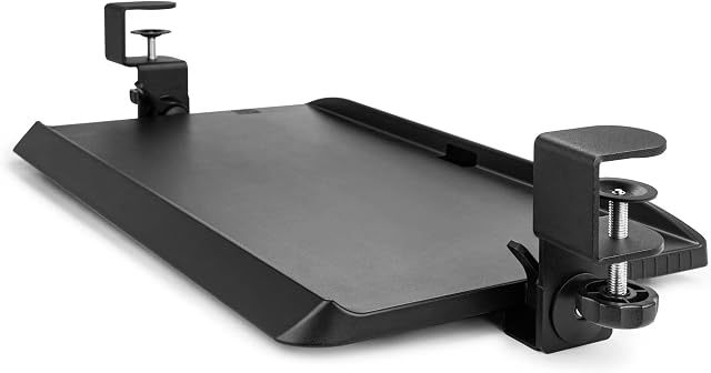 Kantek Clé électronique ergonomique sous le bureau, porte-clés réglables coulissants avec contrôle de l'inclinaison, montage facile, 20" X 11.5", noir
