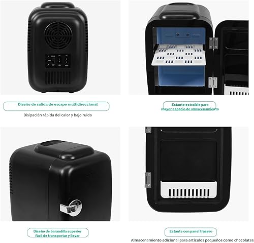 Miniatura 7 de CROWNFUL Mini nevera, enfriador y calentador portátil de 4 litros/6 latas, nevera personal para cuidado de la piel, cosméticos, alimentos, ideal