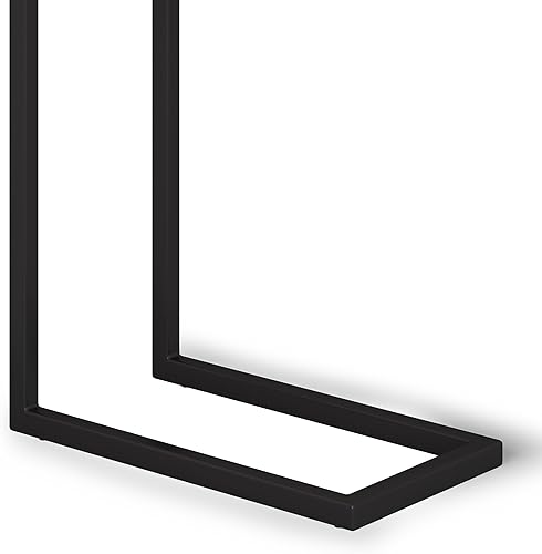 Miniatura 5 de SIMPLIHOME Skyler - Mesa lateral en C – Mesa deslizante de madera maciza de mango y metal de 18 pulgadas de ancho en blanco desgastado lavado, mesa