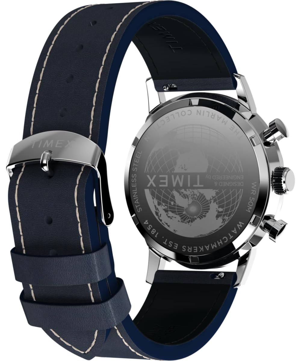 Timex Męski zegarek kwarcowy z chronografem ze skórzanym paskiem Marlin