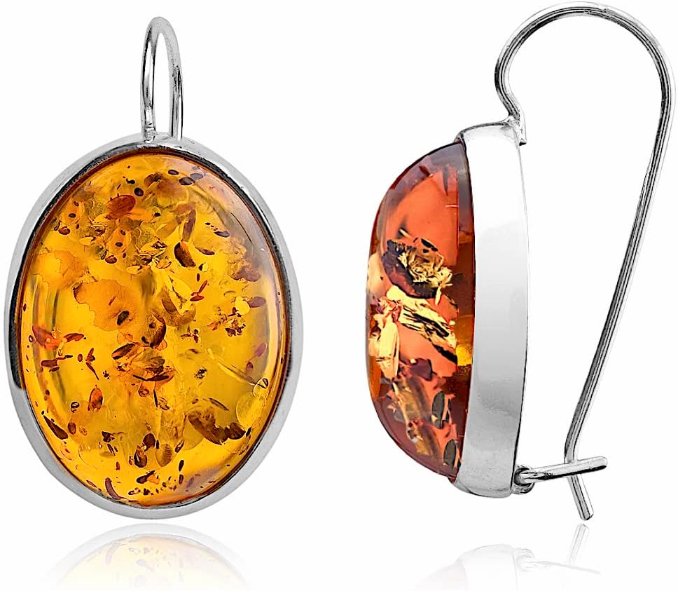 Ian and Valeri Co. Amber Sterling Silver 925 Oval Large Earrings
