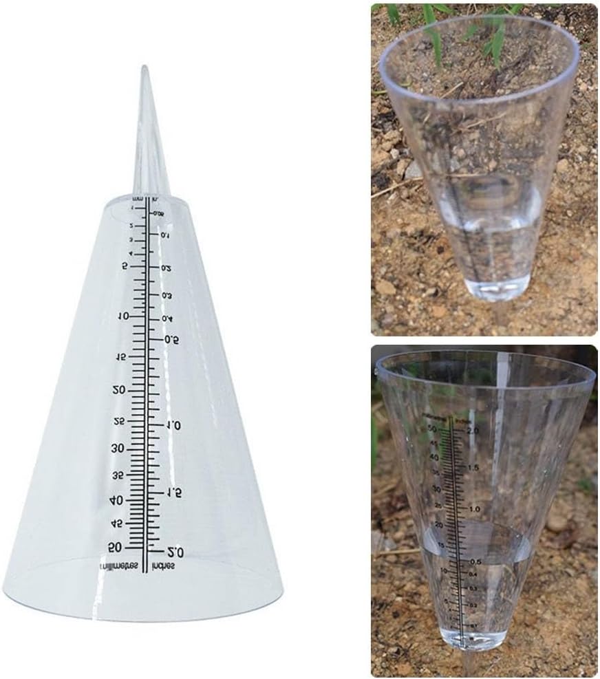 Transparent Gauge Garden, 4 Top Diameter Ground Precipitation Meter, Dual Scale mm/inch, Weather Resistant Rainfall Monitor