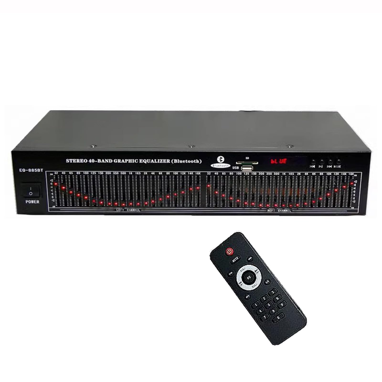Dual 20-Band-Stereo-Equalizer, 5,0 Bluetooth Equalizer, HiFi Home EQ Tuning Equalizer Mit Digitalem Display, Fernbedienung, Rauschreduktion Für Den Aufnahmestudio