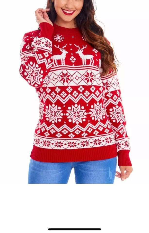 Kids Crew Neck Reindeer Print Lightweight Knit Jumper Unisex Long Sleeve Loose Pullover Sweater