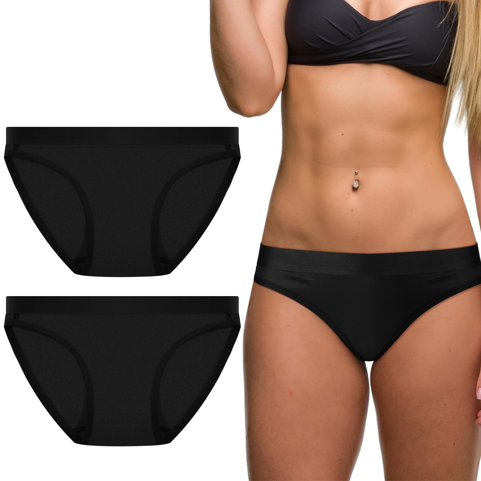Yearntown 2 Pcs Tucking Hiding Bikini Panties for Transgender MTF Secure Compression Gaff Shaping Panties for Those Who Tuck, Black, S