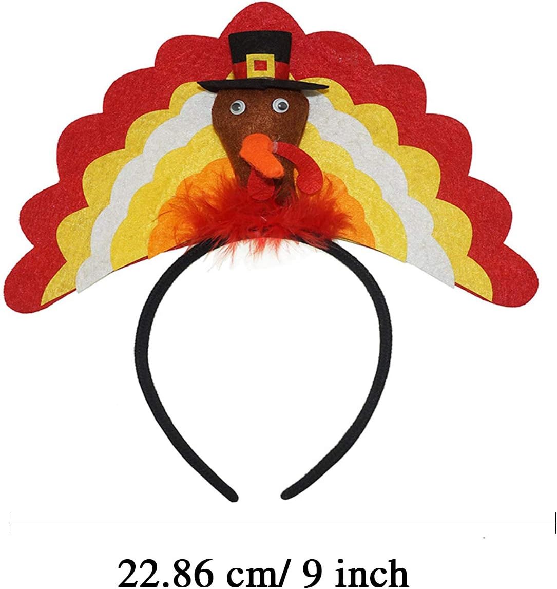 6 Pack Thanksgiving Turkey Headbands Funny Turkey Headband for Adult Children Thanksgiving Day Costume Party Decoration