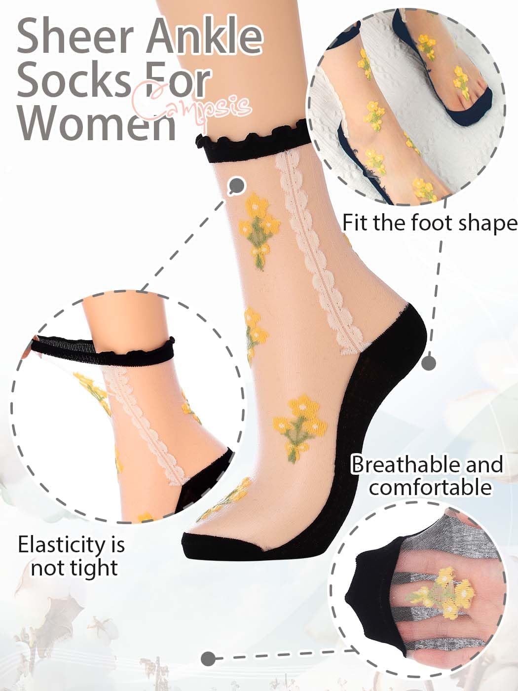 Campsis Women Sheer Socks Sheer Ankle Socks for Women and Girls - Image 6