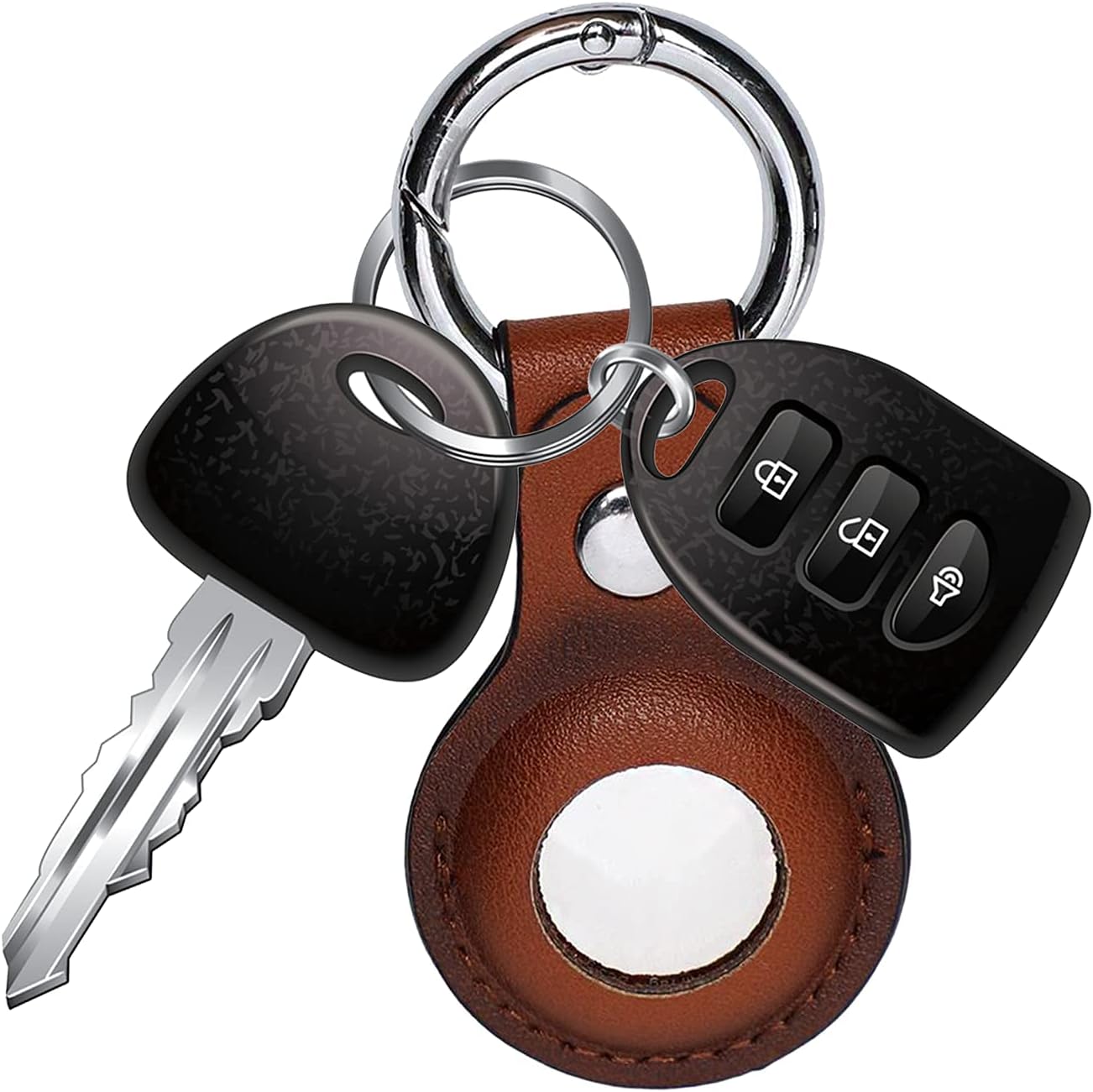 airtag holder case key ring for apple airtag 2 pack rustic brown