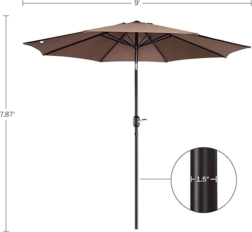 Miniatura 2 de Villacera Sombrilla de patio al aire libre de 9 pies, color marrón