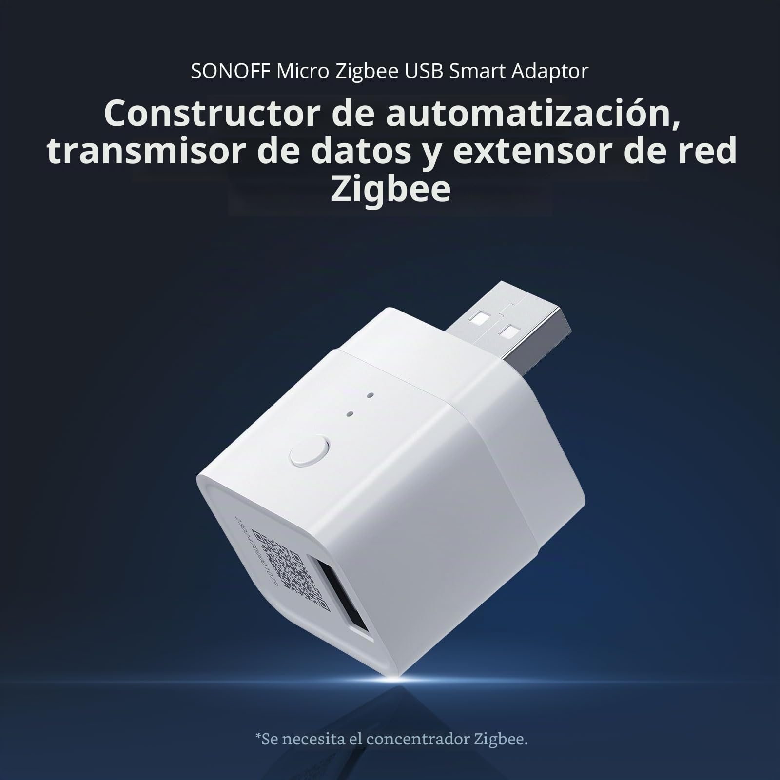 SONOFF Micro ZigBee 3.0 USB Adaptador Inteligente 36W, Extensor de red ZigBee, Transmisión de Datos USB 2.0 de alta Velocidad, Control por voz, Requiere Concentrador, Funciona con Alexa/Google