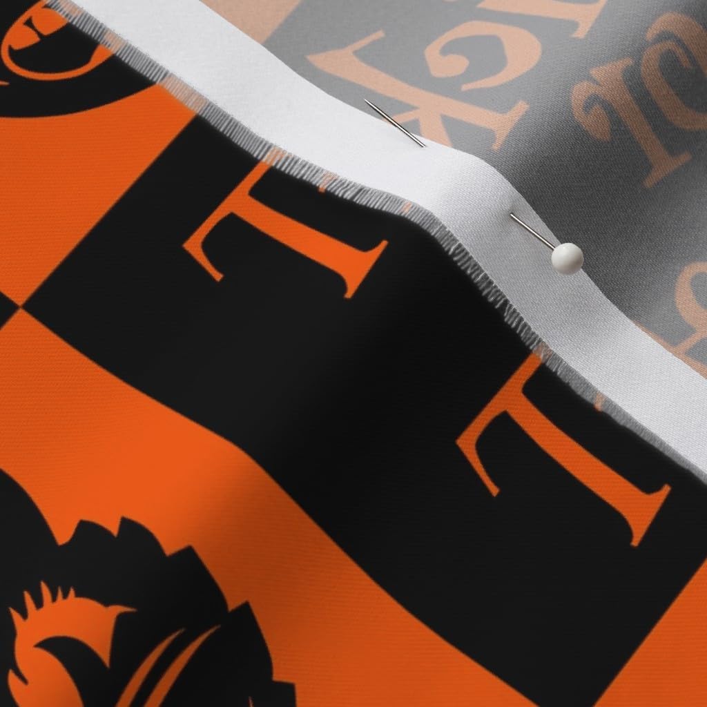 Spoonflower Fabric - Halloween Book Fall Pumpkins Cats Skulls Orange Black Pumpkin Treat Printed on Organic Cotton Sateen Fabric by The Yard - Sewing Quilting Apparel Home Decor