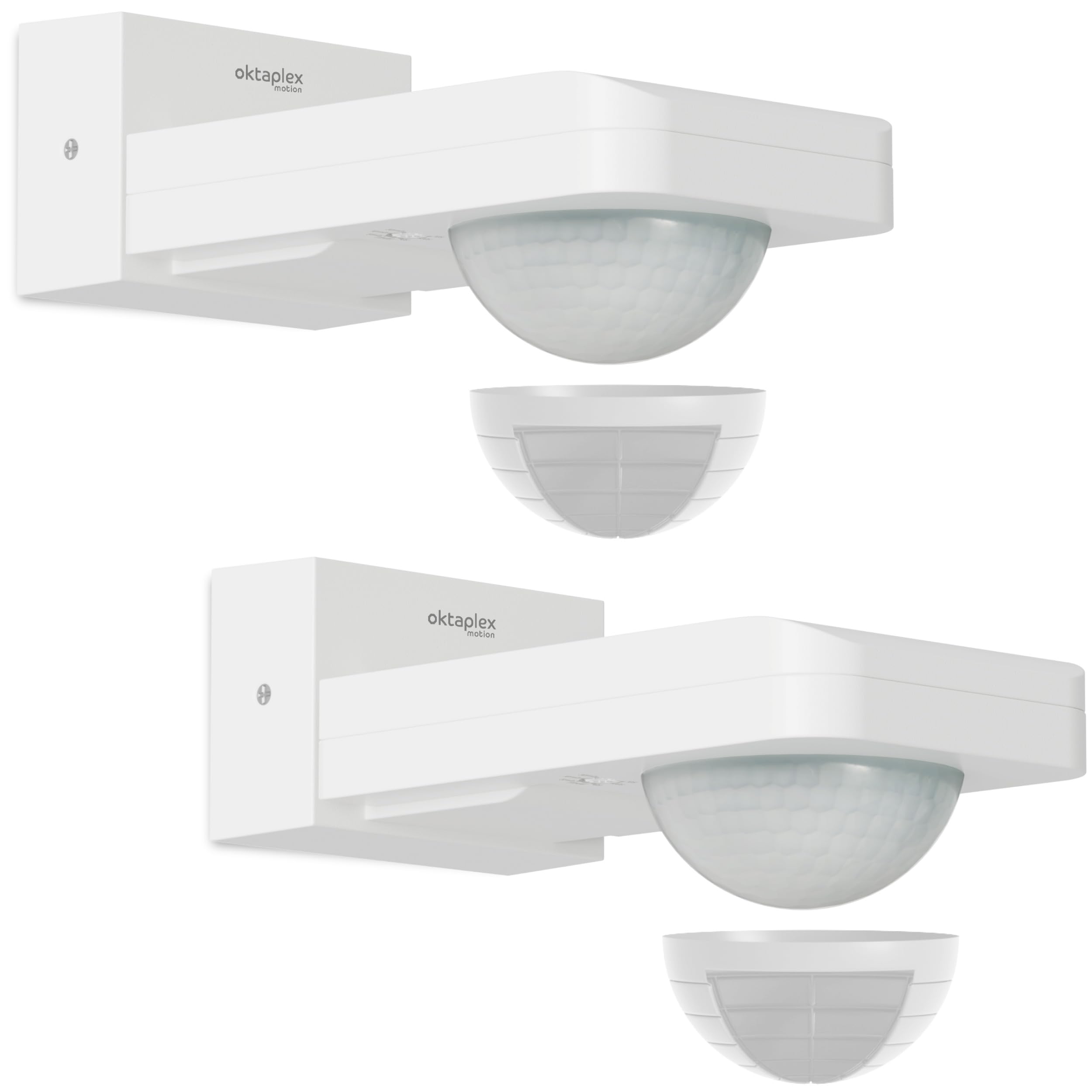 Oktaplex - Juego de 2 detectores de movimiento para tea, color blanco | Sensor de movimiento orientable de 360 grados, 9 m, IP65, 230 V, para techo y pared