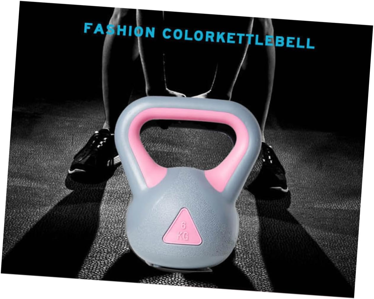 Fixed Kettlebell for Women 4kg Rubberized Kettle-bell Gray Pink Weight for Home Fitness Strength Training Workout Equipment