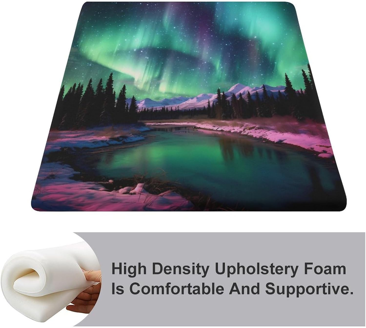 Aurora Scenery Floor Pillow Meditation Yoga Cushion Square Chair Cushion Pillows Seating for Adults