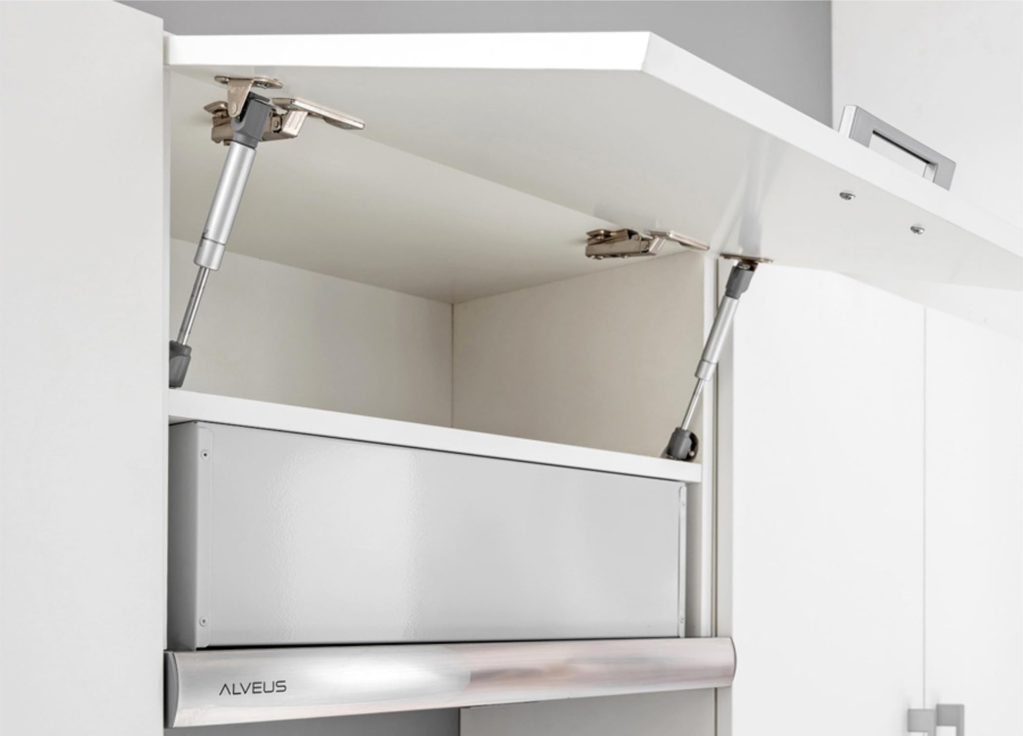 Moderne Küchenzeile ohne Elektrogeräte in Beton – Einbauküche mit viel Stauraum – Erweiterbares 2,8-m-Set inkl. Arbeitsplatten in Beton – 280 x 82 x 46 cm (B/H/T)