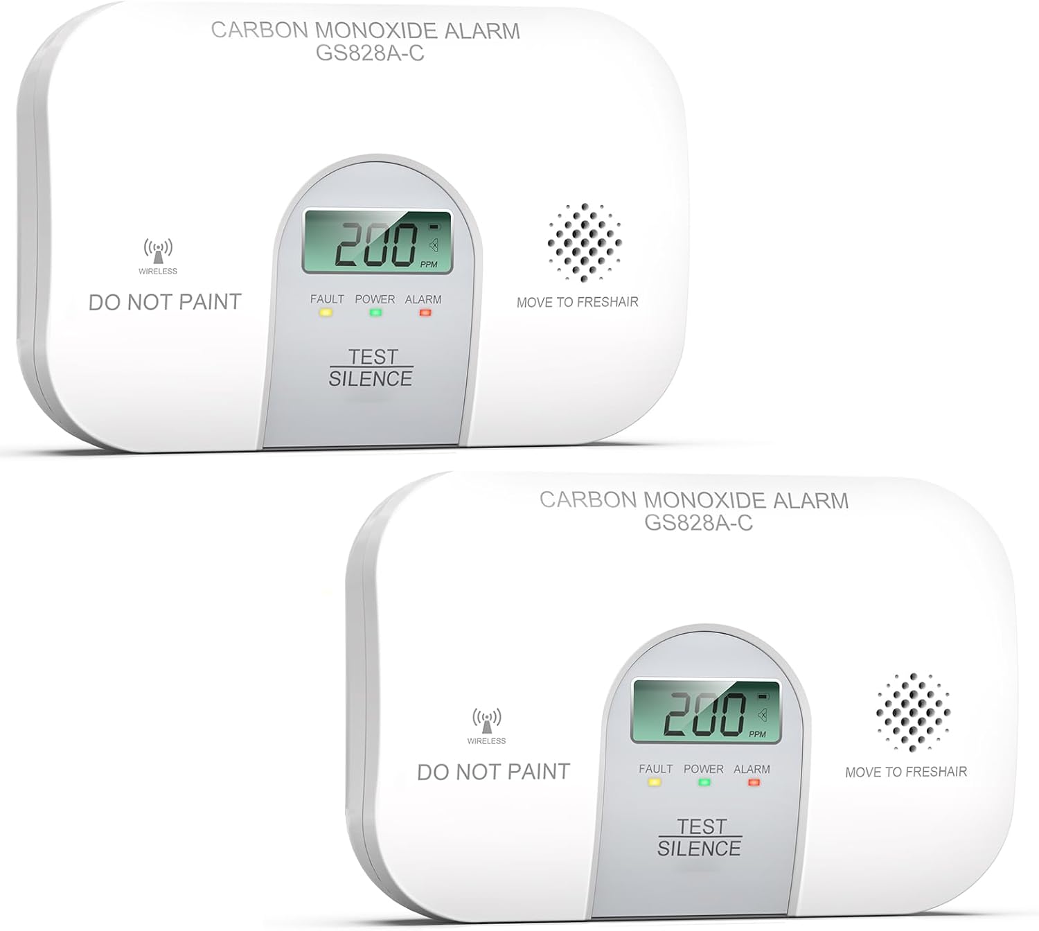 Siterwell Wireless Interconnected Carbon Monoxide Detectors, Travel Carbon Monoxide Detector with LCD Digital Display and Sound Warning, ETL Listed, Portable Carbon Monoxide Detector for Home, 2-Pack