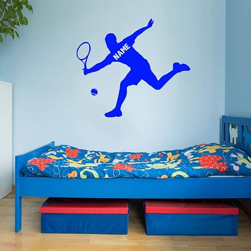 Miniatura 4 de VWAQ Calcomanía de pared de jugador de tenis personalizada, calcomanía de pared deportiva con nombre personalizado para habitación de niños, CS24