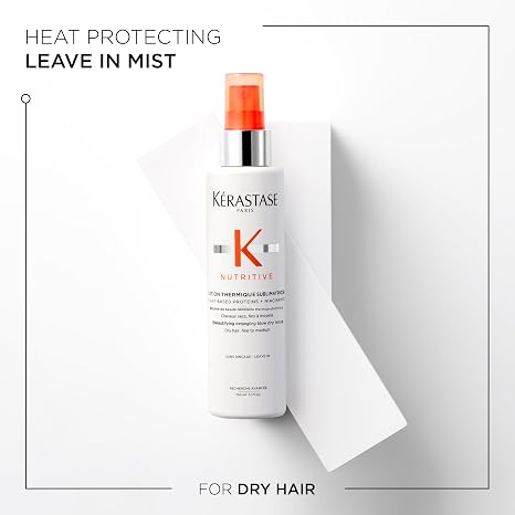 KERASTASE Nutritive Heat Protecting Spray | Nourishing Heat Protectant for Dry Hair | Detangle, Reduce Frizz & Fly-aways | For Fine to Medium Dry Hair | Lotion Thermique Sublimatrice | 5.1 Fl Oz